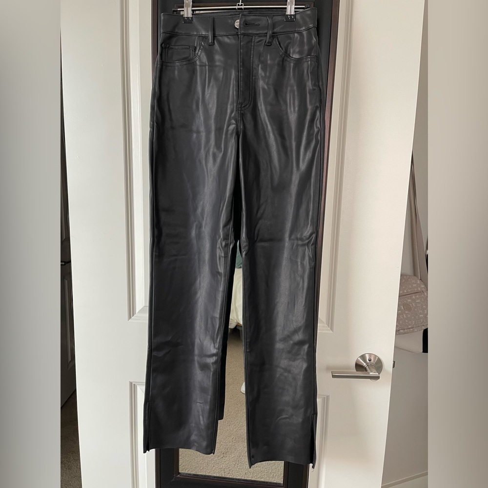 Express Size 4 Faux Leather Pants (black with side slits)